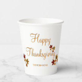 Happy Thanksgiving Custom Familienname Pappbecher