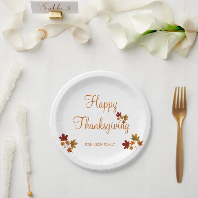 Happy Thanksgiving Custom Familienname Pappteller (Hochzeit)