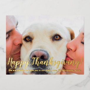 Happy Thanksgiving Custom Foto und Text modern Folien Feiertagspostkarte