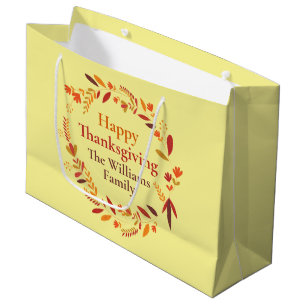 Happy Thanksgiving Custom Herbst Leaf Kranz Große Geschenktüte