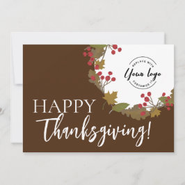 Happy Thanksgiving Custom Logo Fall Foliage Feiertagskarte