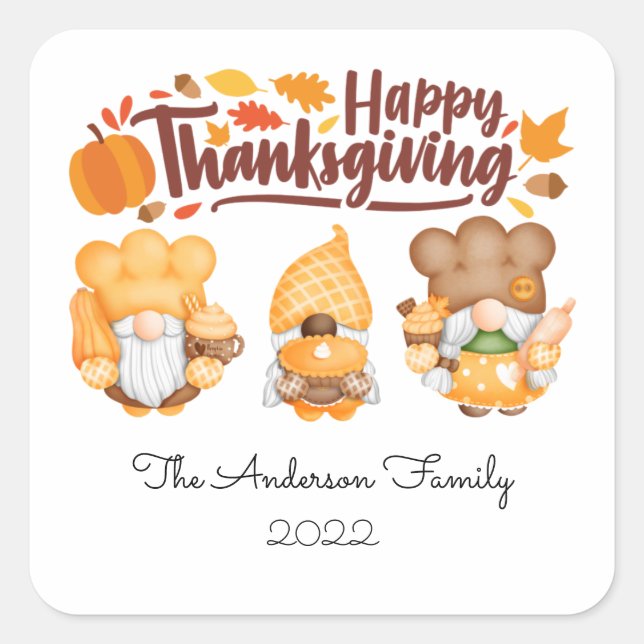 Happy Thanksgiving Custom Niedlich Gnome Stickers (Vorderseite)