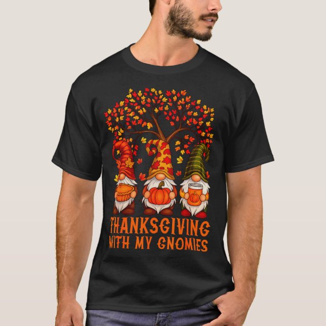 Happy Thanksgiving Cute Gnomes Pumpkin Autumn Leav T-Shirt (Vorderseite)