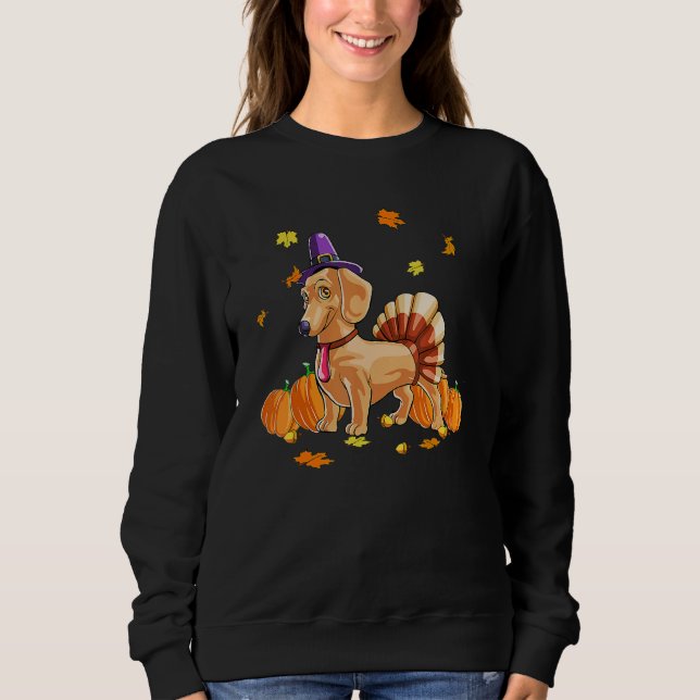 Happy Thanksgiving Dachshund Turkey Costume Sweatshirt (Vorderseite)