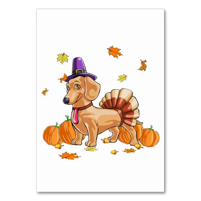 Happy Thanksgiving Dachshund Turkey Costume T  Fun Tischnummer (Vorderseite)