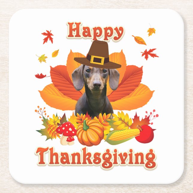 Happy Thanksgiving Dackel Hundebesitzer Pet Lover Rechteckiger Pappuntersetzer (Vorderseite)
