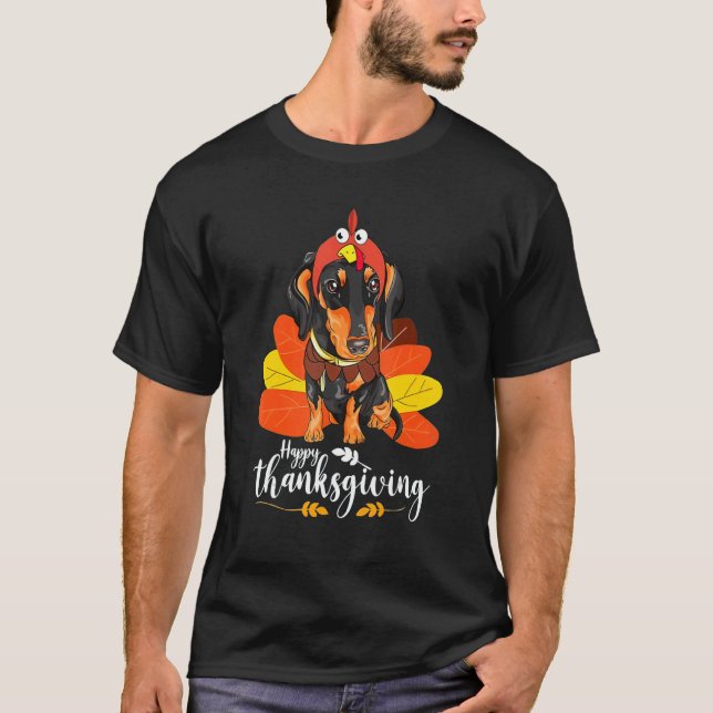Happy Thanksgiving Dackel Türkei Kostüm T-Shirt (Vorderseite)