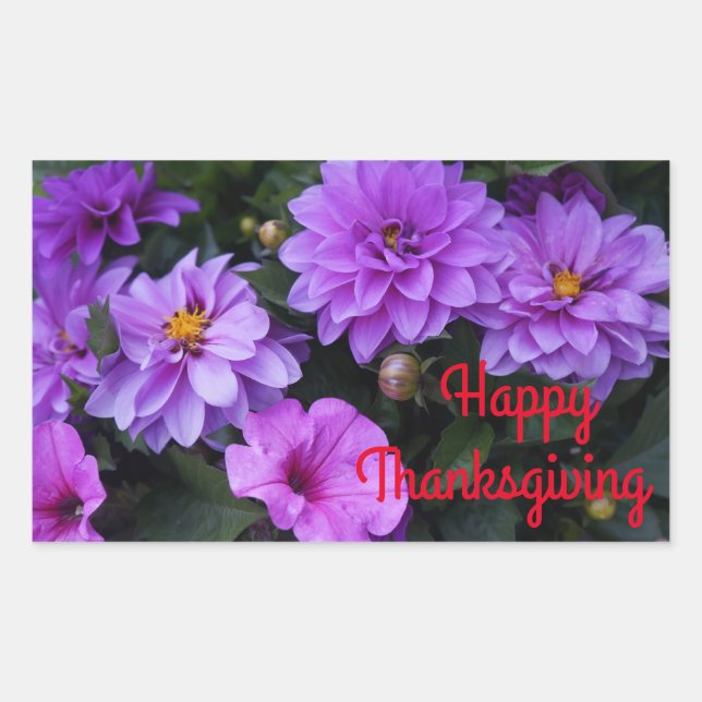 Happy Thanksgiving Dahlia Lilac & Petunia Stickers (Vorderseite)