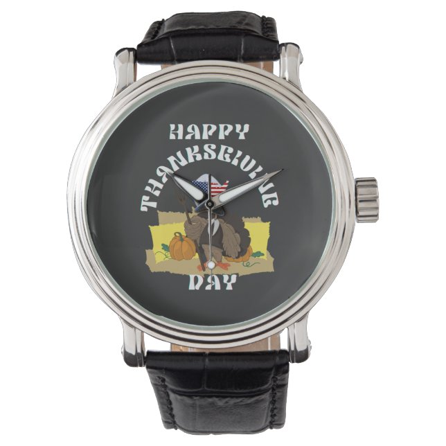 Happy Thanksgiving Day Armbanduhr (Vorderseite)
