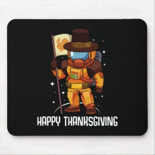 Happy Thanksgiving Day Astronaut Türkei Flag Fall Mousepad