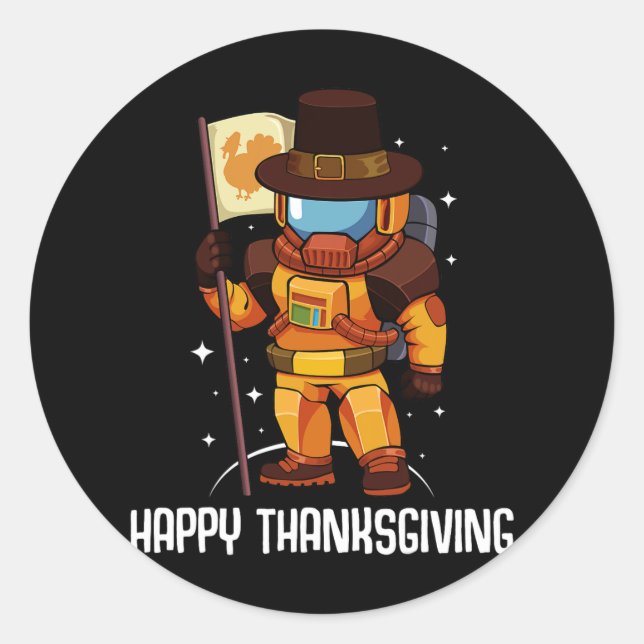 Happy Thanksgiving Day Astronaut Türkei Flag Fall Runder Aufkleber (Vorderseite)