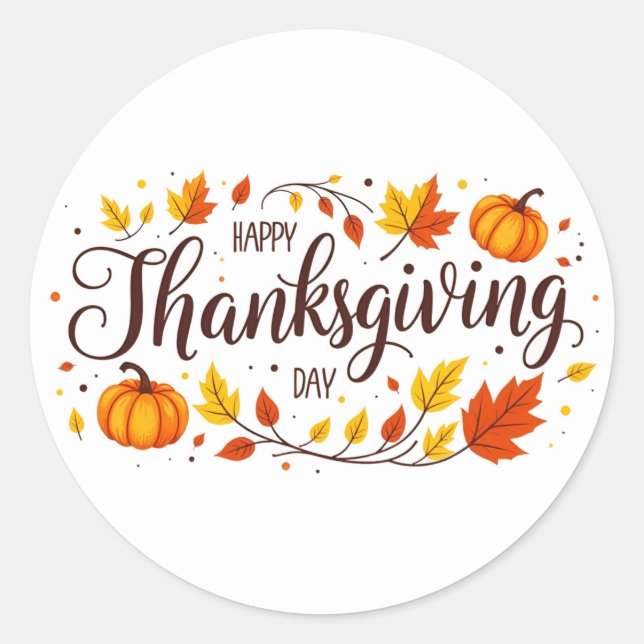 Happy Thanksgiving Day Circle Sticker (Vorderseite)