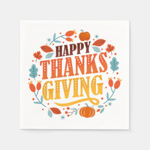 Happy Thanksgiving Day Fall Holiday Türkei Dinner Serviette