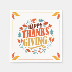 Happy Thanksgiving Day Fall Holiday Türkei Dinner Serviette