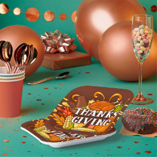 Happy Thanksgiving Day Food Paper Teller