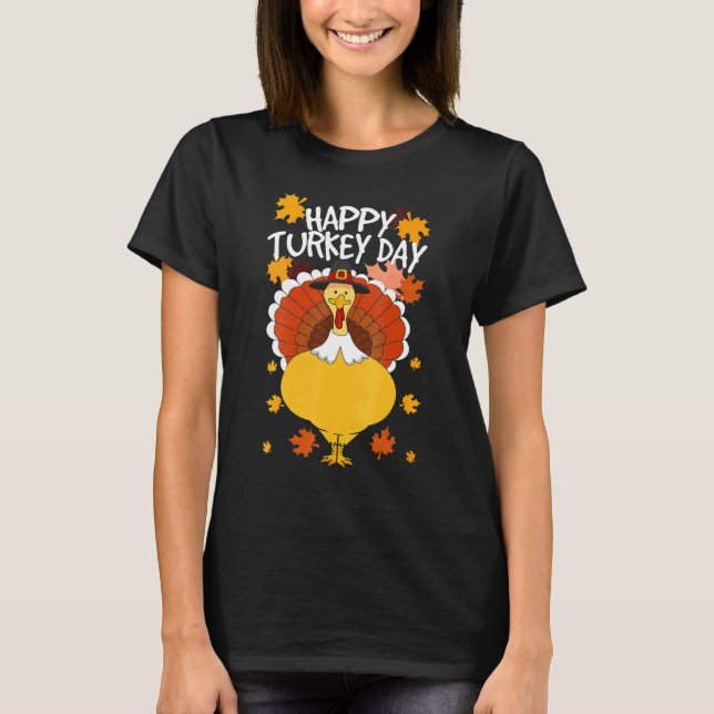 Happy Thanksgiving Day Funny Niedlich Pilgrim Türk T-Shirt (Vorderseite)