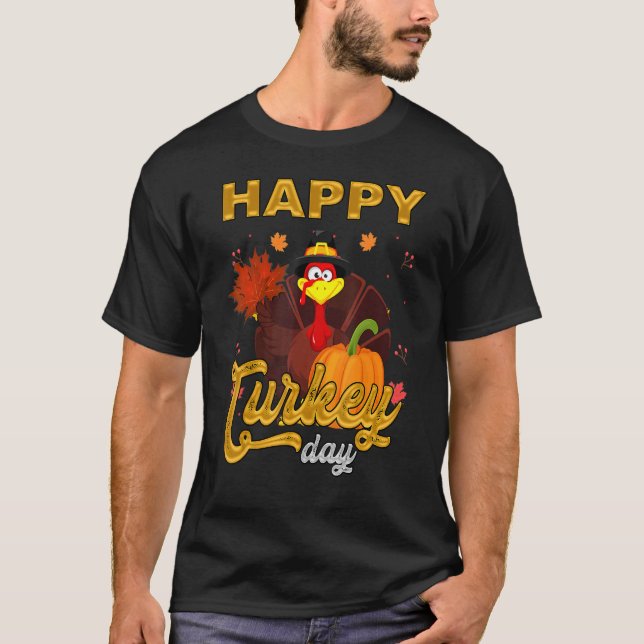 Happy Thanksgiving Day Funny Niedlich Pilgrim Türk T-Shirt (Vorderseite)
