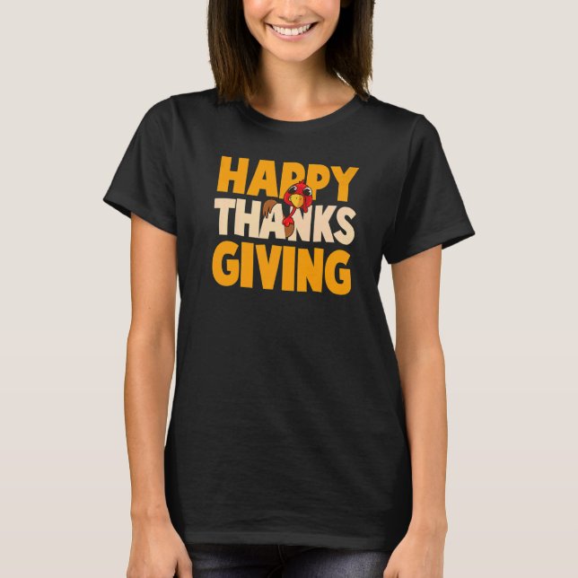 Happy Thanksgiving Day Funny Niedlich Pilgrim Türk T-Shirt (Vorderseite)