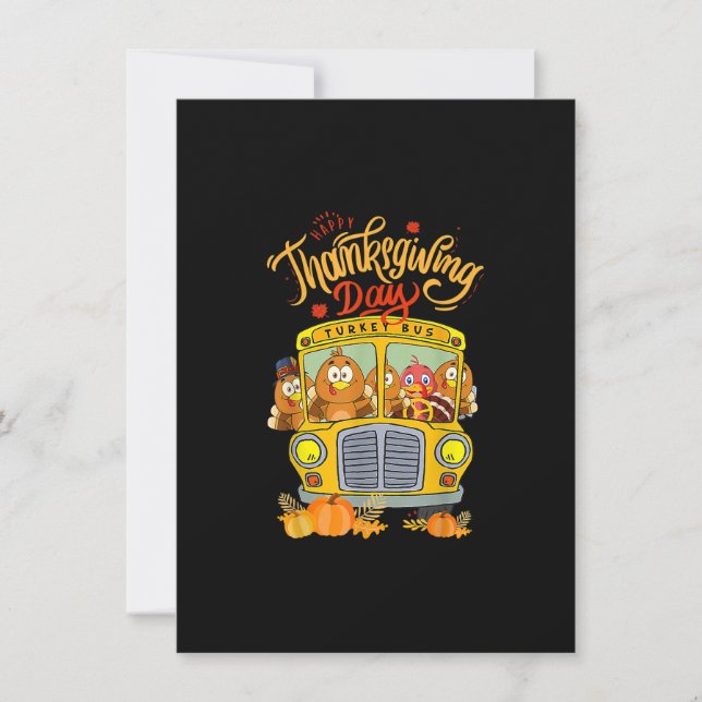 Happy Thanksgiving Day Funny Turkey School Bus Dri Einladung (Vorderseite)