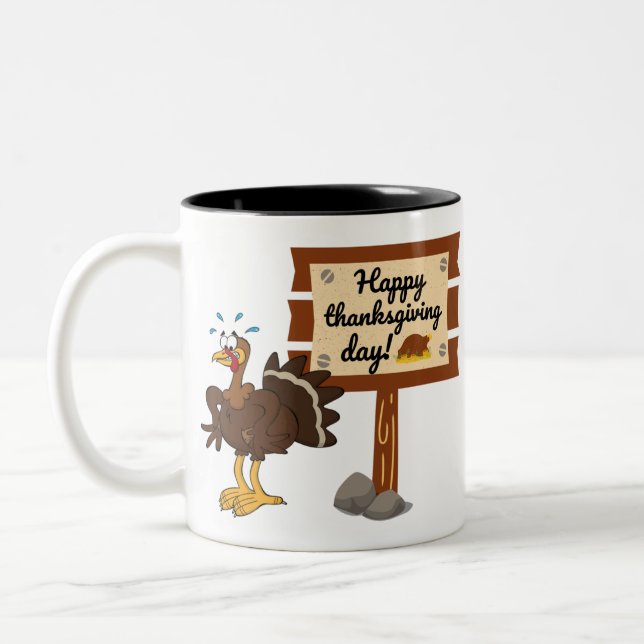 Happy Thanksgiving Day Funny Zweifarbige Tasse (Links)