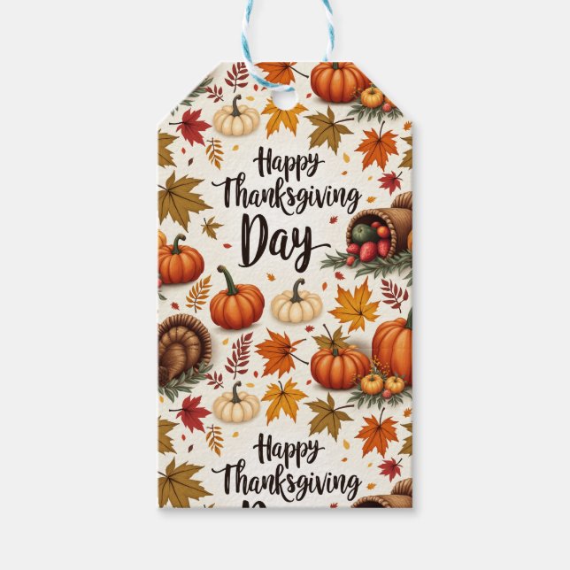 Happy Thanksgiving Day Gift Tags Geschenkanhänger (Vorderseite)