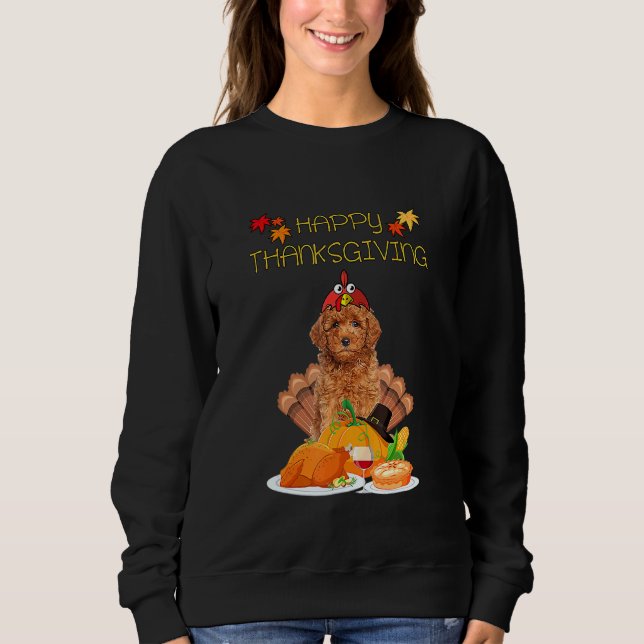 Happy Thanksgiving Day Goldendoodle Dog Türkei Sweatshirt (Vorderseite)
