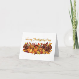 Happy Thanksgiving Day — Harvest & Turkey Greeting Dankeskarte