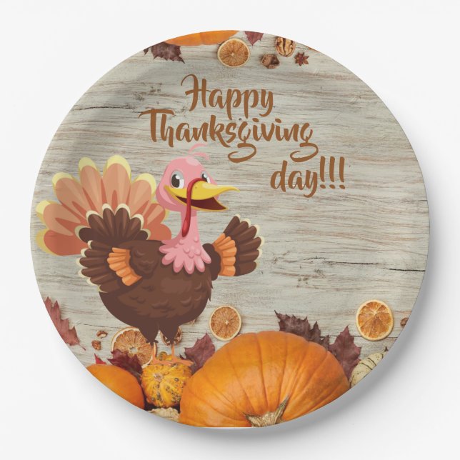 Happy Thanksgiving Day Paper Plate Pappteller (Vorderseite)
