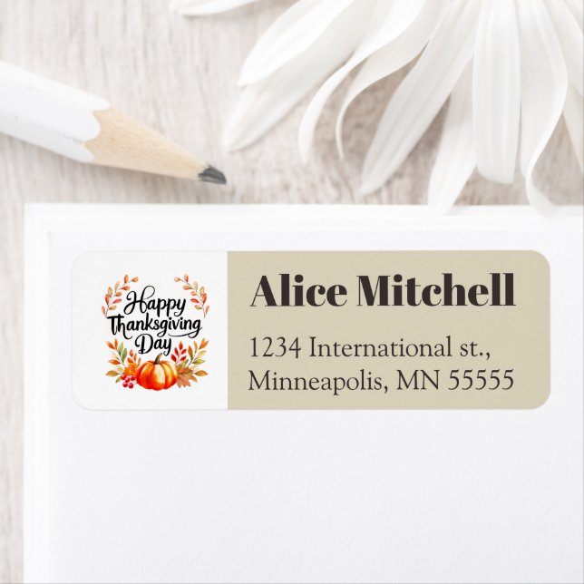Happy Thanksgiving Day Return Address Label (Insitu)