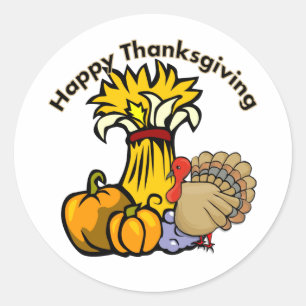 Happy Thanksgiving Day Runder Aufkleber