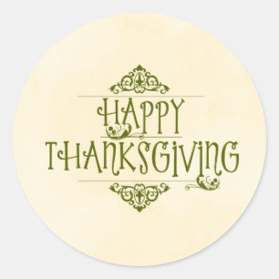 Happy Thanksgiving Decorative Typografie Runder Aufkleber