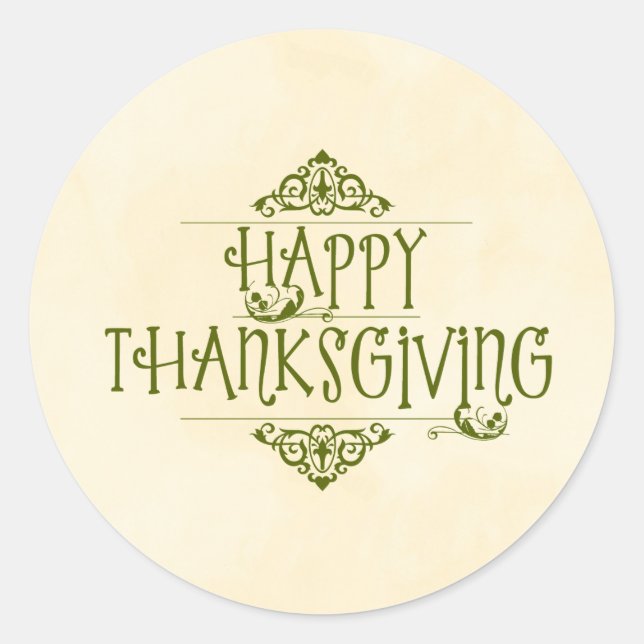Happy Thanksgiving Decorative Typografie Runder Aufkleber (Vorderseite)