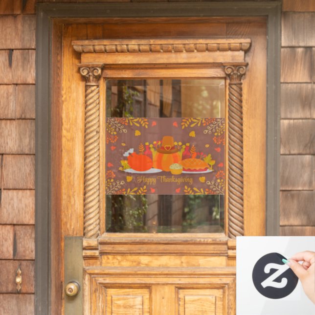 Happy Thanksgiving Dekoration Window Cling Fensteraufkleber (Haustür)