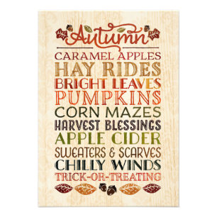 Happy Thanksgiving Descriptive words Herbst Fotodruck