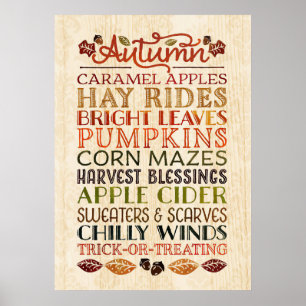 Happy Thanksgiving Descriptive words Herbst Poster