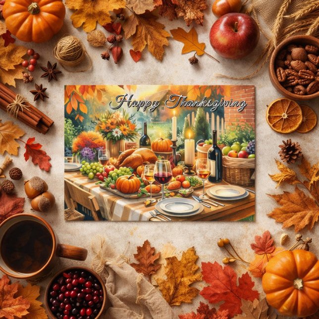 Happy Thanksgiving Dinner Fest Postkarte (Von Creator hochgeladen)