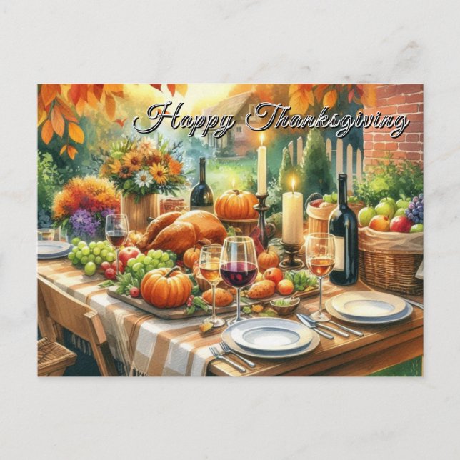 Happy Thanksgiving Dinner Fest Postkarte (Vorderseite)
