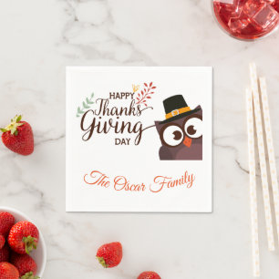 Happy Thanksgiving Dinner niedliche Eule Paper Nap Serviette