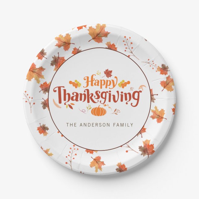 Happy Thanksgiving Dinner Pappteller (Vorderseite)