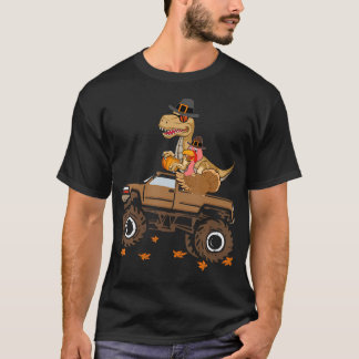 Happy Thanksgiving Dinosaur Türkei Reiten Truck Ki T-Shirt