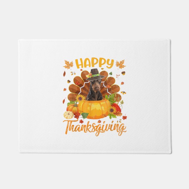 Happy Thanksgiving Doberman Dog Türkei Pumpkin Fußmatte (Vorderseite)
