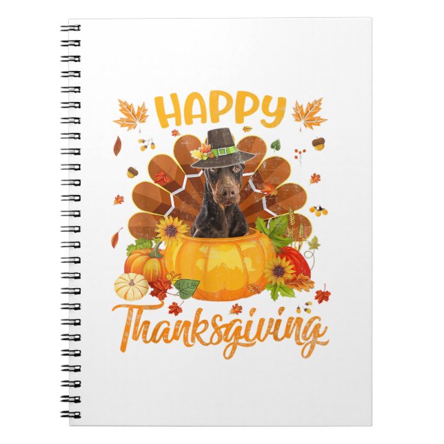 Happy Thanksgiving Doberman Dog Türkei Pumpkin Notizblock (Vorderseite)