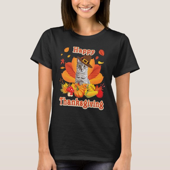 Happy Thanksgiving Egyptian Mau Cat I'm Thankful F T-Shirt (Vorderseite)