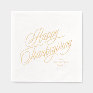 Happy Thanksgiving einfache, elegante Drehbuch Servietten Mit Folie