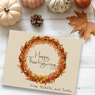Happy Thanksgiving einfache Herbstleaf Custom Postkarte
