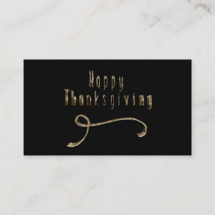 Happy Thanksgiving Elegante Black Gold Typografie Visitenkarte