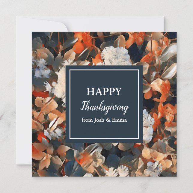 Happy Thanksgiving elegante Blumen-Herbstschrift Feiertagskarte (Vorderseite)
