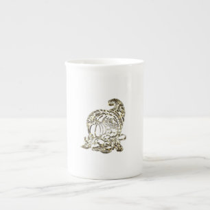 Happy Thanksgiving Elegante Golden Cornucopia Prozellantasse