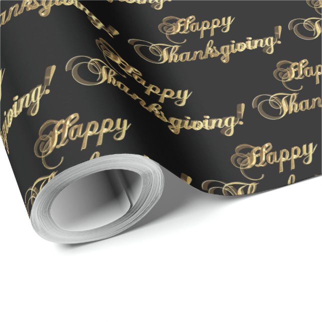 Happy Thanksgiving Elegante Imitate Goldene Fossil Geschenkpapier (Rolleneckpunkt)