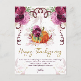 Happy Thanksgiving Eleganter Herbst Burgund Postkarte